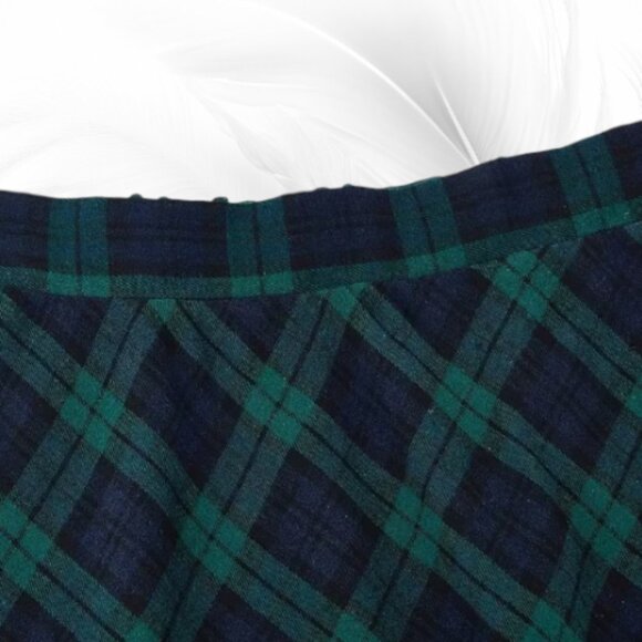 Green & Navy Tartan Plaid A-Line Skirt With Elastic Waist - Picture 5 of 7